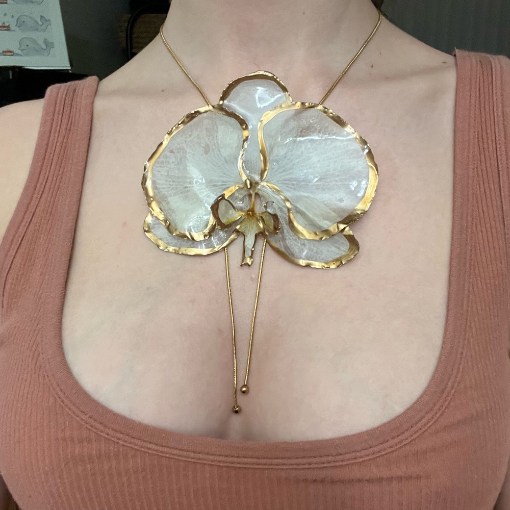 Elegant Handmade Preserved Orchid Necklace